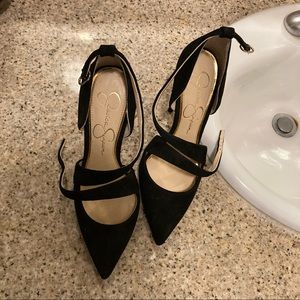 Beautiful jessica simpson black heels Wixen Suede Strap Heel